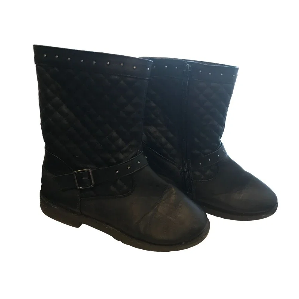 Girl's size 2 Faux Leather boots Black